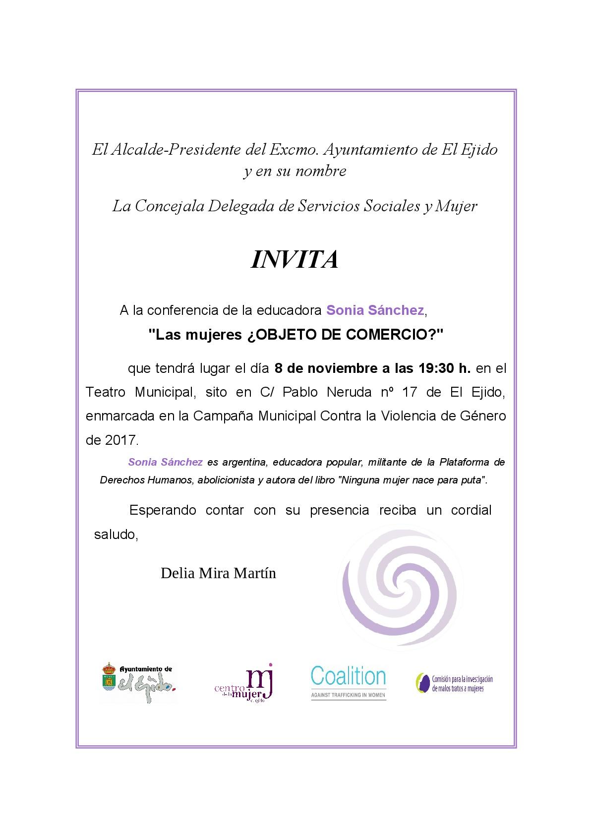Conferencia Sonia Sánchez: invitación